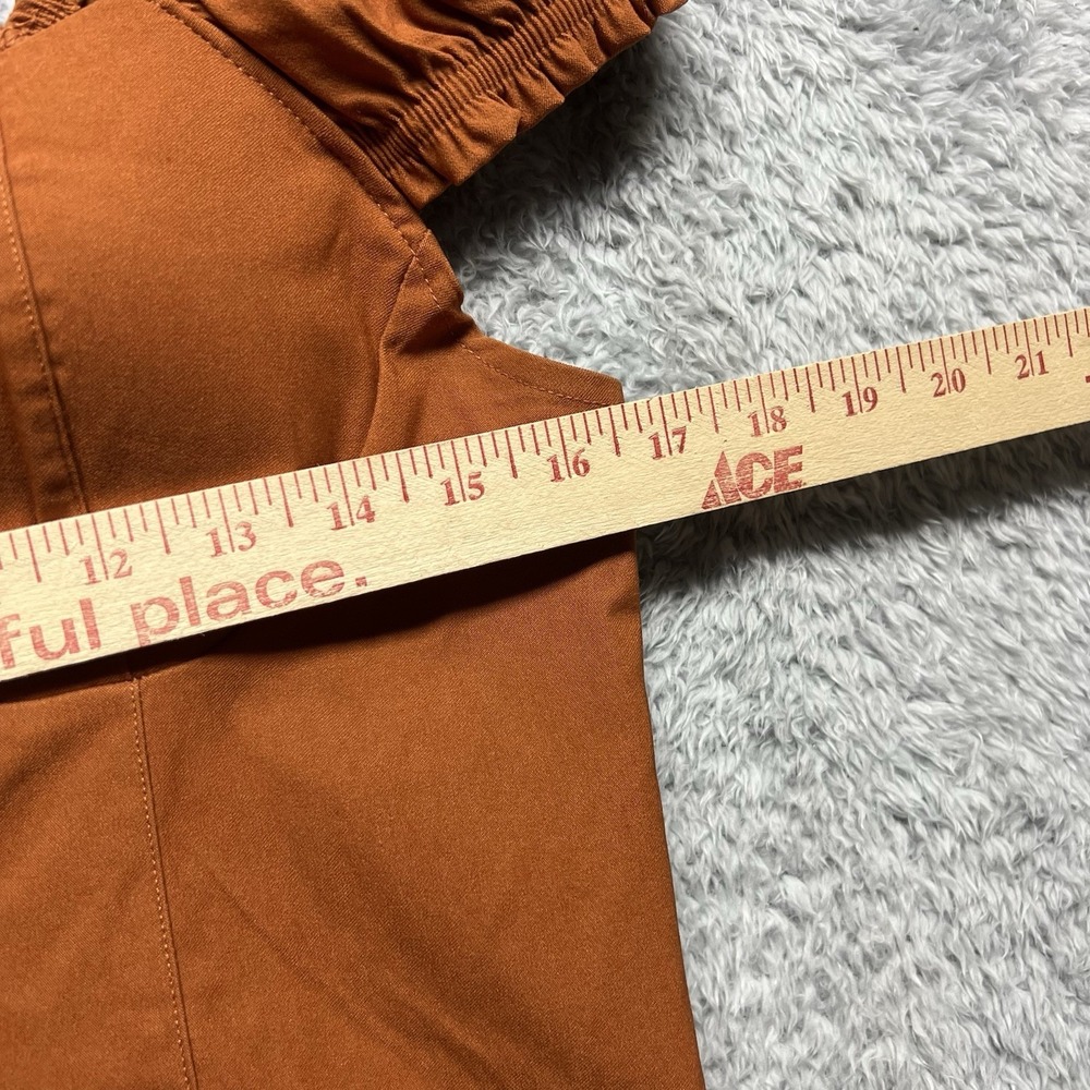 Madden NYC Top XL Rust Brown Corset Bustier Front Zip Puff  Short Sleeve Smocked - Picture 9 of 10